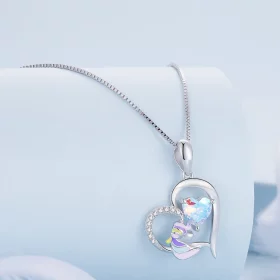 Pandora Style Necklace with Delicate Unicorn Heart - BSN328 Pandora Style Necklace with Delicate Unicorn Heart - BSN328