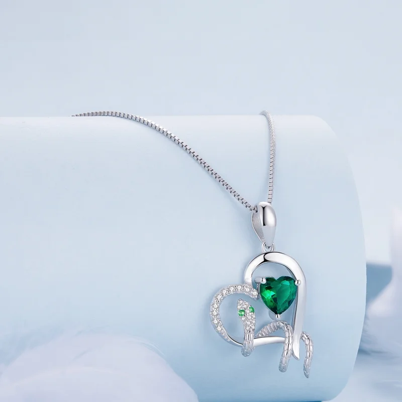 (image for) Pandora Style Necklace with Exquisite Snake Winding Heart Shape - BSN327 - View 2