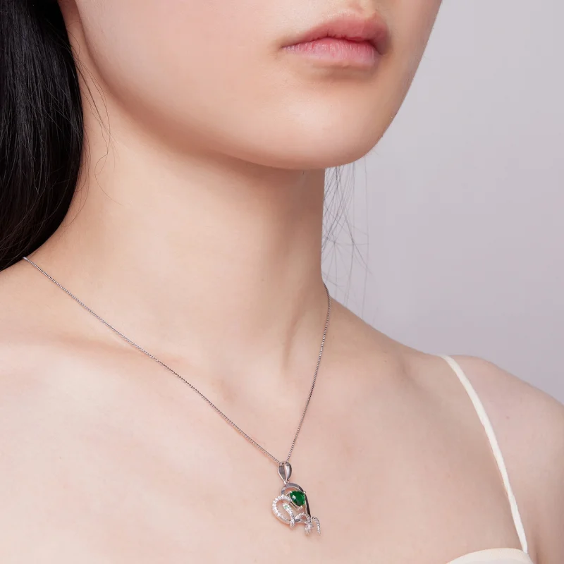 (image for) Pandora Style Necklace with Exquisite Snake Winding Heart Shape - BSN327 - View 6