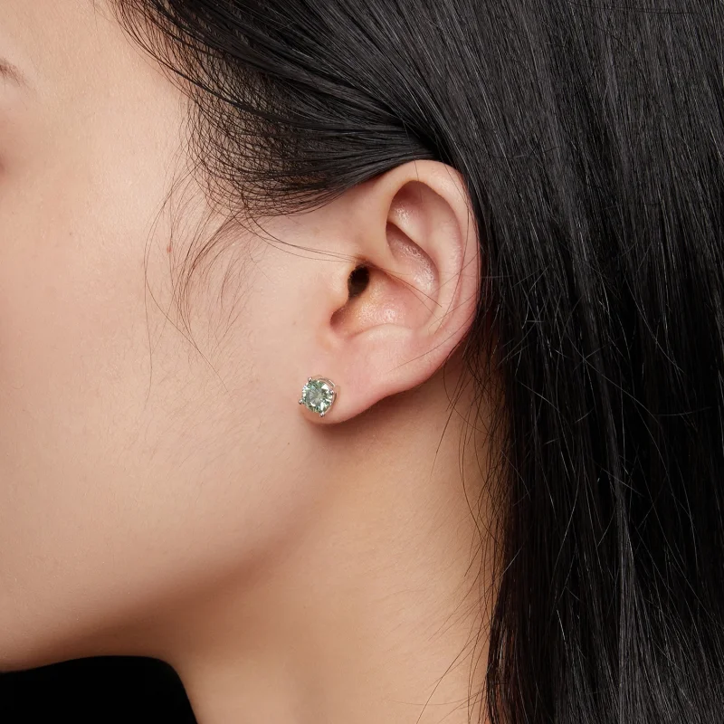 (image for) Pandora Style One Carat Four Claw Moissanite Stud Earrings - MSE003-CFL - View 5