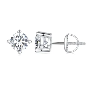 (image for) Pandora Style One Carat Four Claw Moissanite Stud Earrings - MSE003-XL