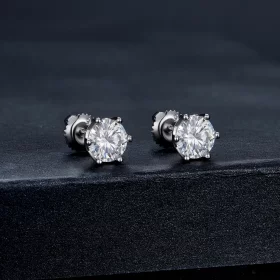 Pandora Style One Carat Four Claw Moissanite Stud Earrings - MSE004-L Pandora Style One Carat Four Claw Moissanite Stud Earrings - MSE004-L