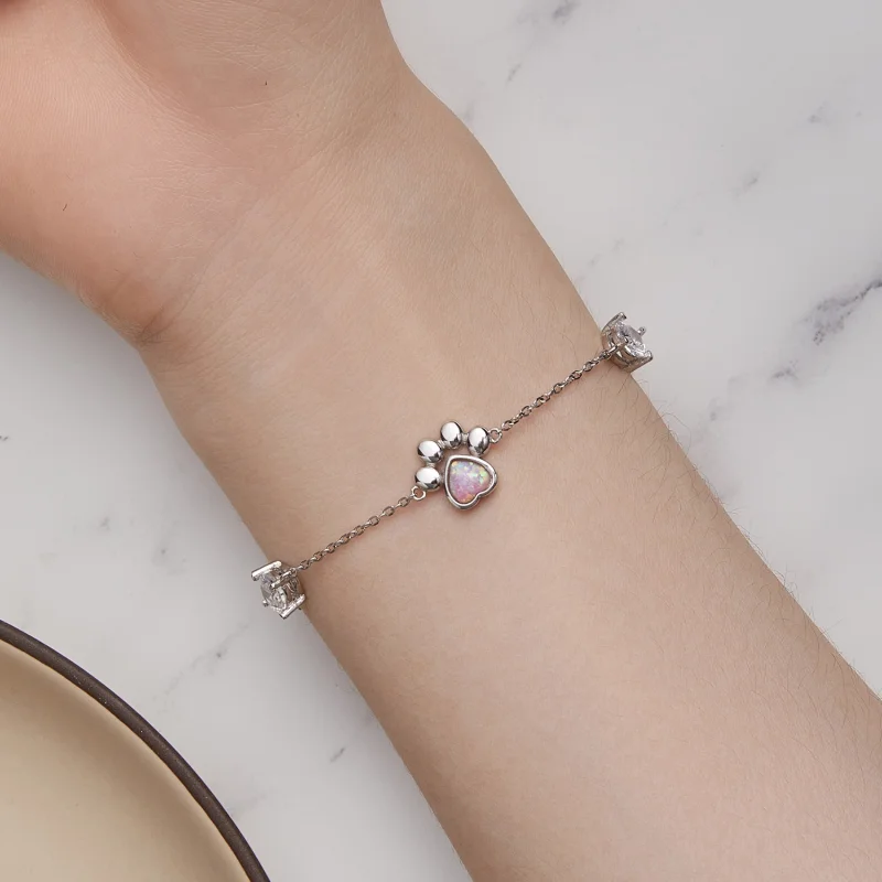 (image for) Pandora Style Opal Paw Print Bracelet - SCB256 - View 7