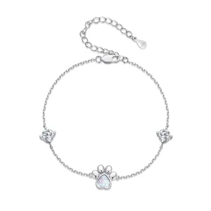 (image for) Pandora Style Opal Paw Print Bracelet - SCB256