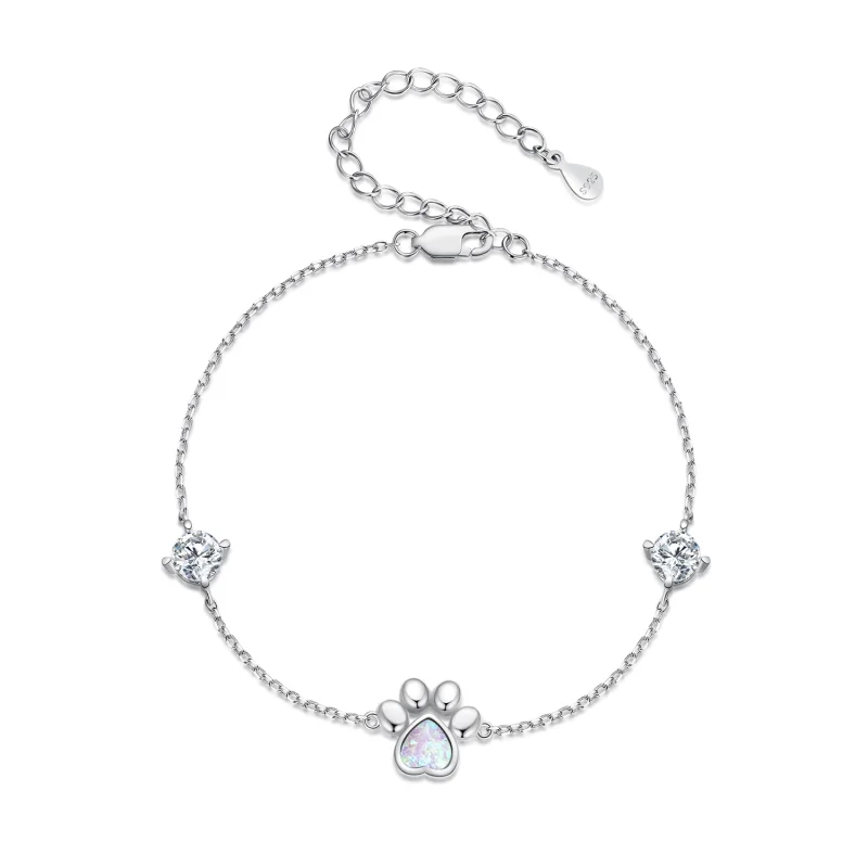 (image for) Pandora Style Opal Paw Print Bracelet - SCB256 - Product Image