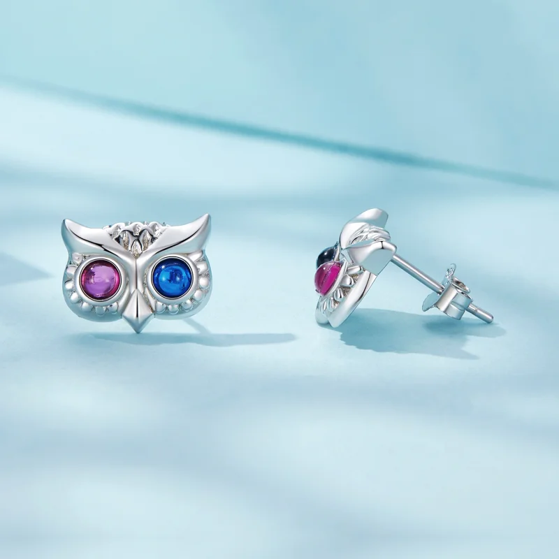 (image for) Pandora Style Owl Stud Earrings - SCE1602 - View 3