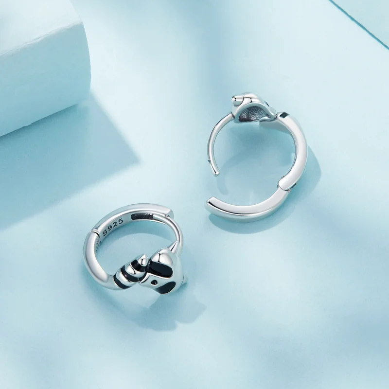 (image for) Pandora Style Raccoon Hoops Earrings - SCE1603 - View 4