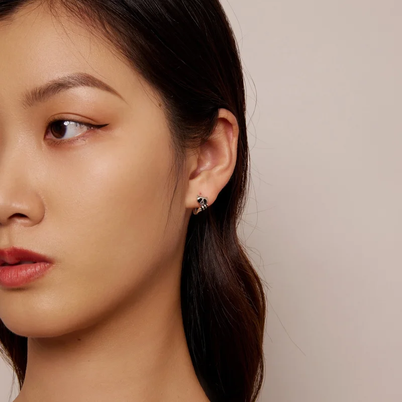 (image for) Pandora Style Raccoon Hoops Earrings - SCE1603 - View 7