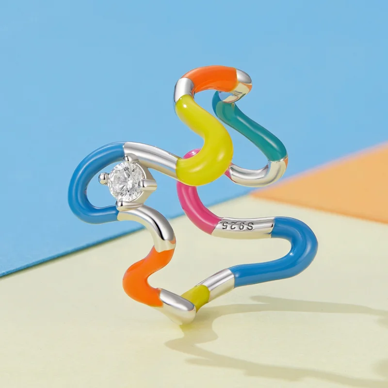 (image for) Pandora Style Rainbow Irregular Ring - SCR940 - View 2