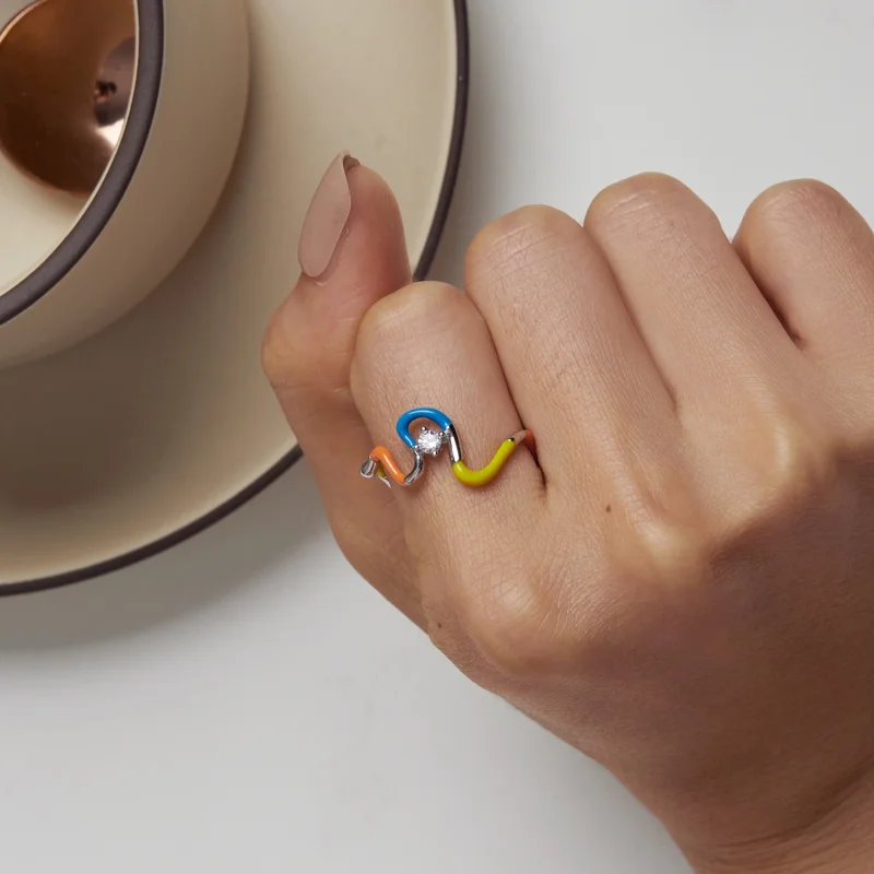 (image for) Pandora Style Rainbow Irregular Ring - SCR940 - View 6