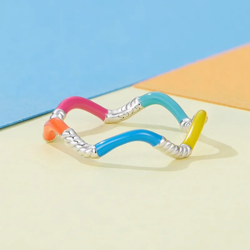 (image for) Pandora Style Rainbow Wavy Irregular Ring - SCR941 - View 3