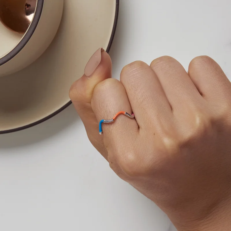 (image for) Pandora Style Rainbow Wavy Irregular Ring - SCR941 - View 5