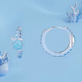 Pandora Style Sea Turtle Hoops Earrings - SCE1596 Pandora Style Sea Turtle Hoops Earrings - SCE1596