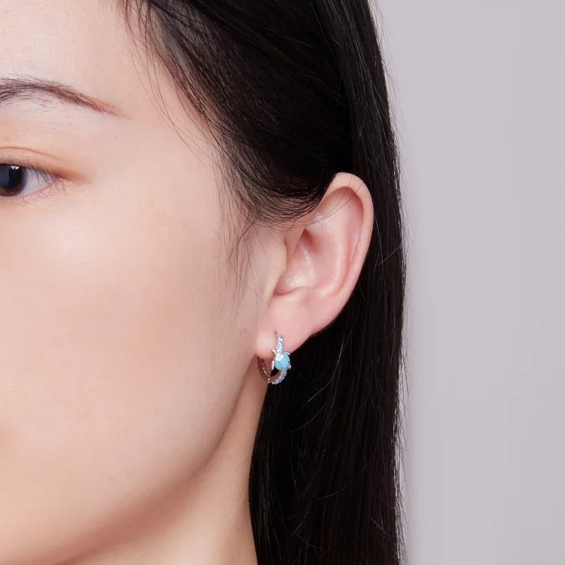 (image for) Pandora Style Sea Turtle Hoops Earrings - SCE1596 - View 6