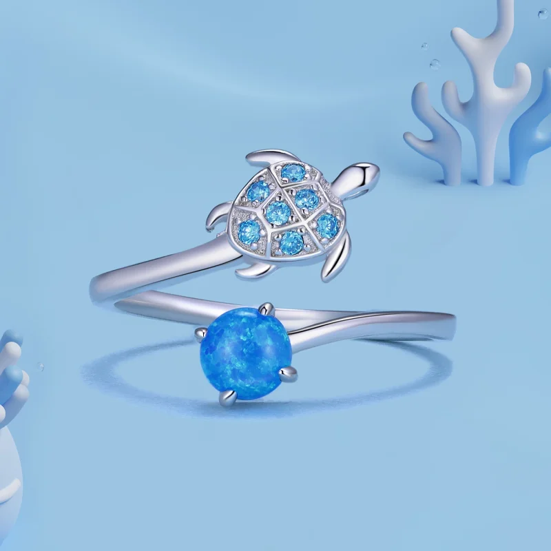 (image for) Pandora Style Sea Turtle Open Ring - SCR928 - View 3