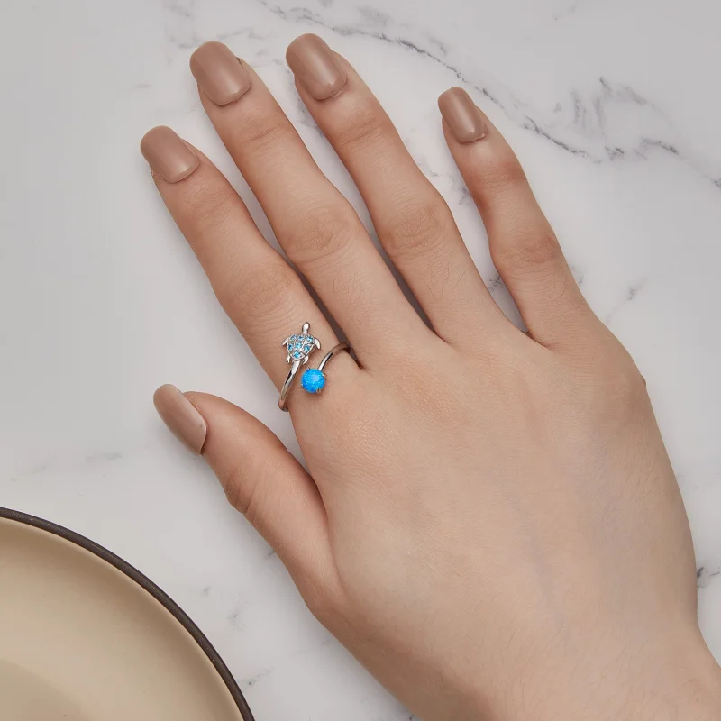 (image for) Pandora Style Sea Turtle Open Ring - SCR928 - View 5