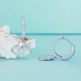 Pandora Style Shell Hoops Earrings - BSE842