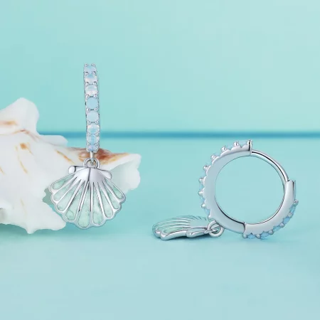 Pandora Style Shell Hoops Earrings - BSE842