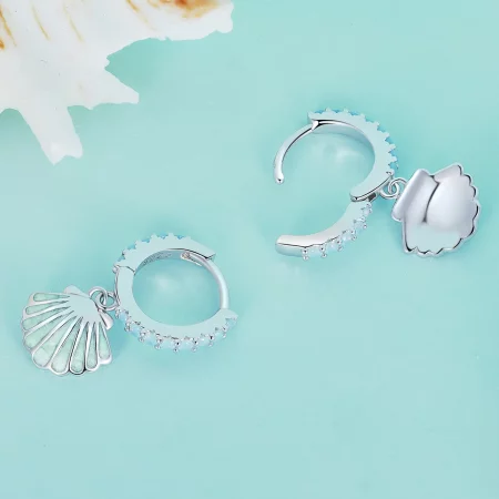 Pandora Style Shell Hoops Earrings - BSE842