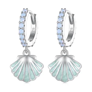 (image for) Pandora Style Shell Hoops Earrings - BSE842