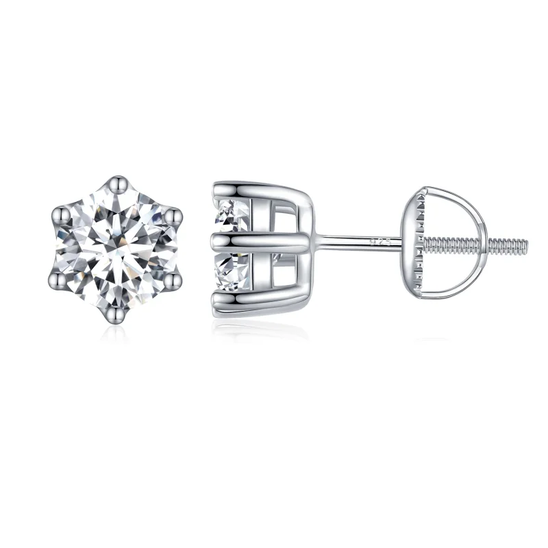 (image for) Pandora Style Shiny Zircon Stud Earrings - BSE615-6L - Product Image