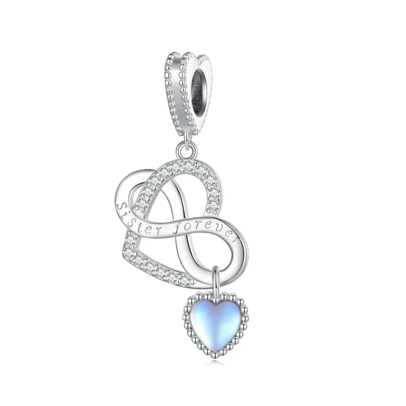 (image for) Pandora Style Sister Heart Pendant Charm - BSC860 - Product Image