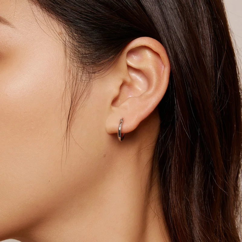 (image for) Pandora Style Small circle Hoops Earrings - SCE1608-S - View 4