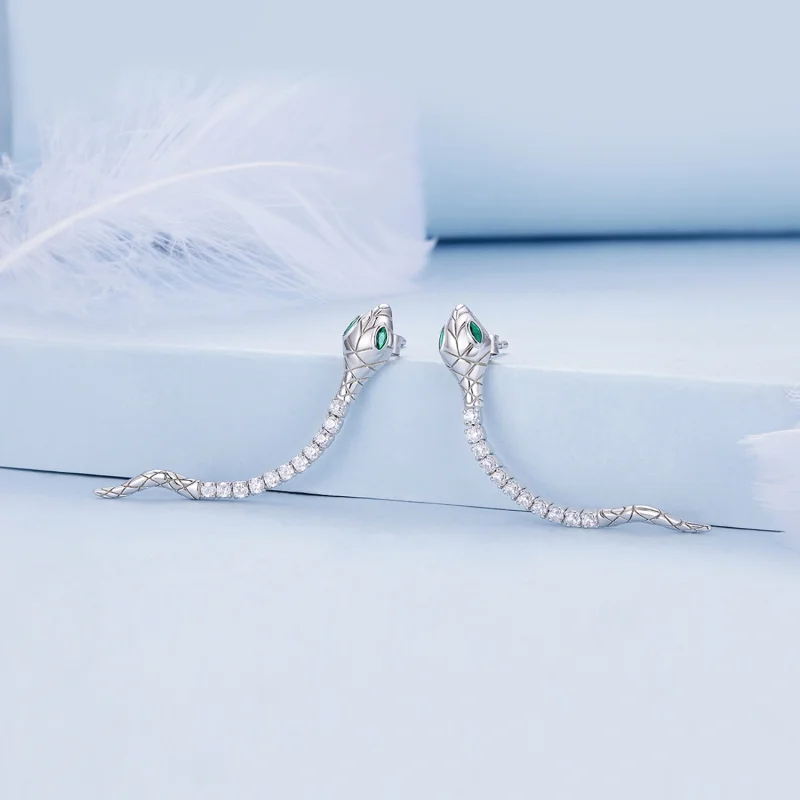 (image for) Pandora Style Spirit Snake Stud Earrings - BSE851 - View 2