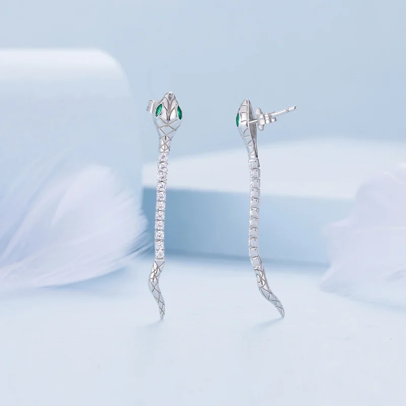 (image for) Pandora Style Spirit Snake Stud Earrings - BSE851 - View 3
