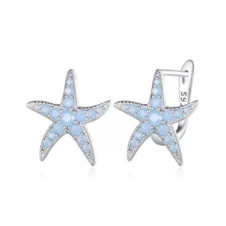 Pandora Style Starfish Hoops Earrings - BSE840
