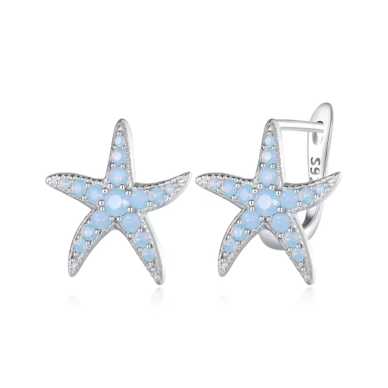 Pandora Style Starfish Hoops Earrings - BSE840