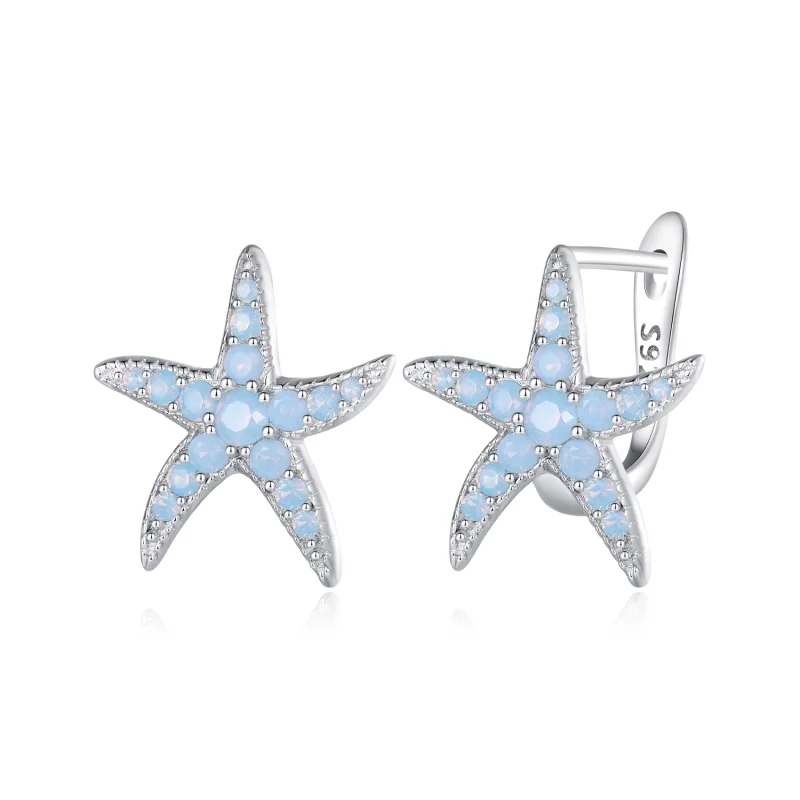 (image for) Pandora Style Starfish Hoops Earrings - BSE840 - Product Image