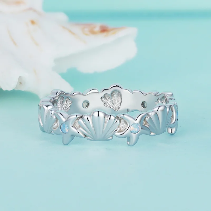 (image for) Pandora Style Starfish Shell Ring - BSR430 - View 3