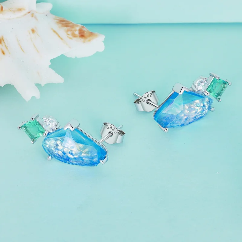 (image for) Pandora Style Summer Main Stone Stud Earrings - BSE839 - View 4