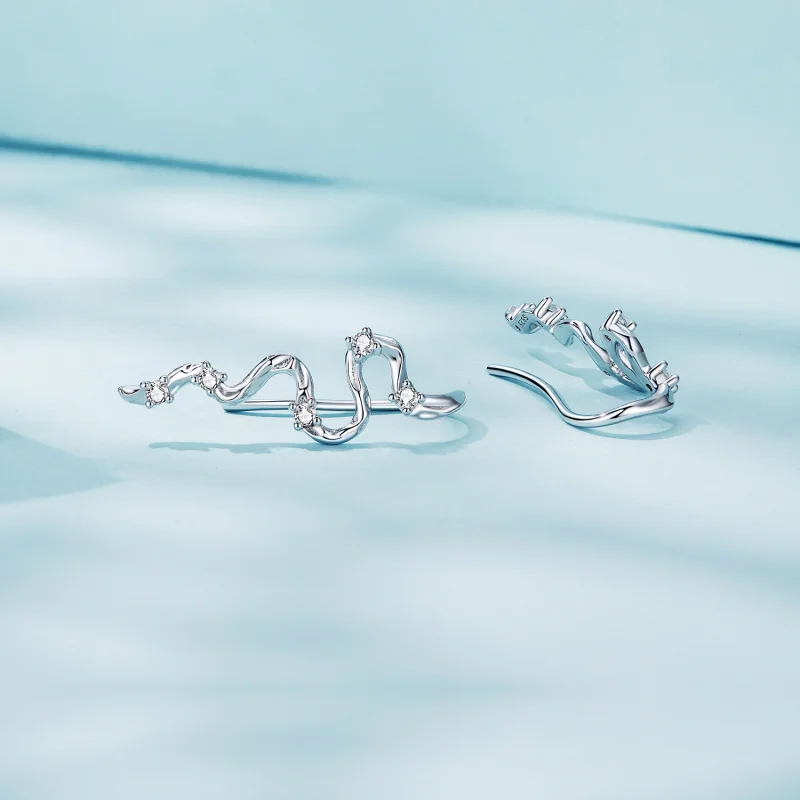 (image for) Pandora Style Texture Lines Stud Earrings - SCE1599 - View 3