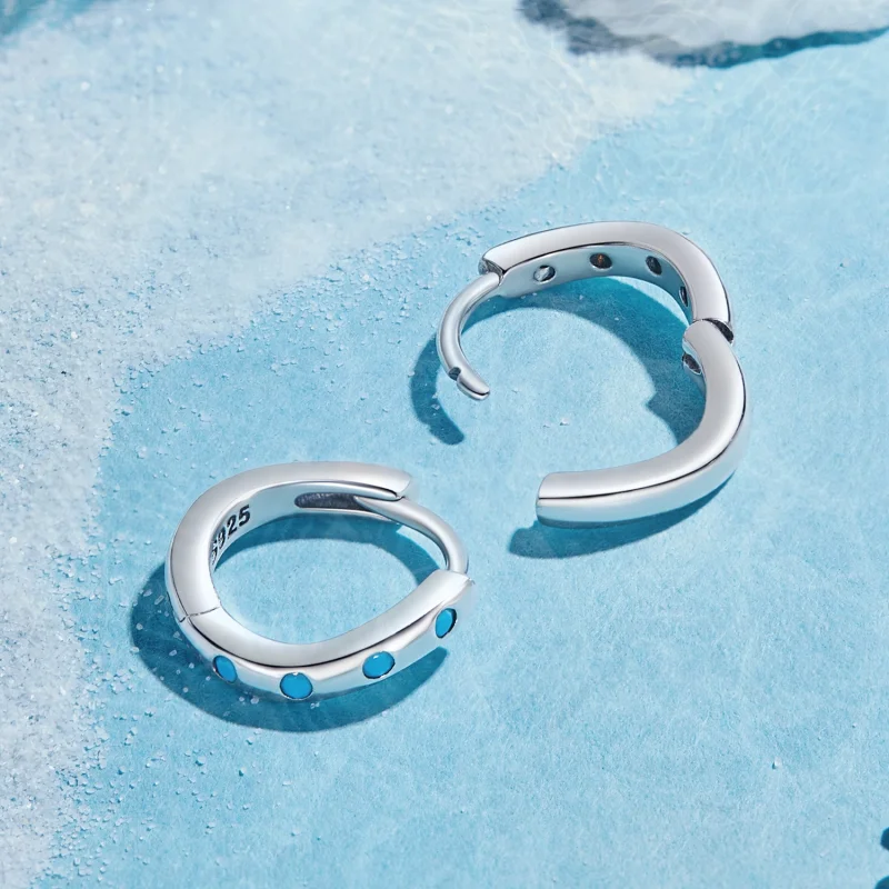 (image for) Pandora Style Wave Hoops Earrings - SCE1593 - View 4