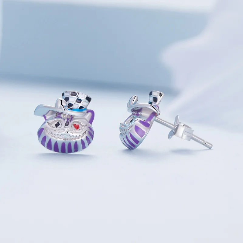 (image for) Pandora Style Weird Magician Cat Stud Earrings - BSE823 - View 3
