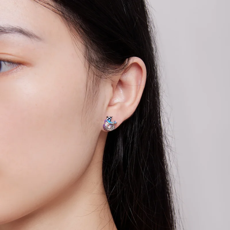 (image for) Pandora Style Weird Magician Cat Stud Earrings - BSE823 - View 6