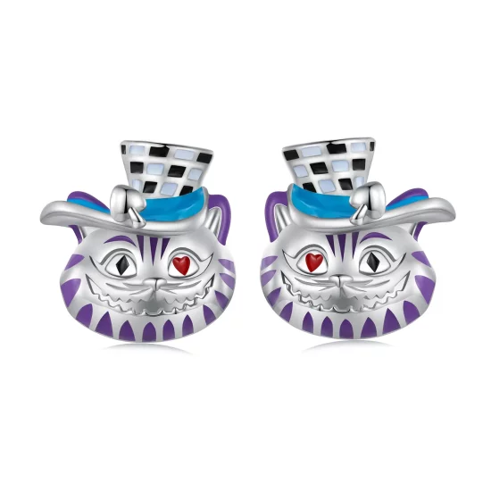 Pandora Style Weird Magician Cat Stud Earrings - BSE823