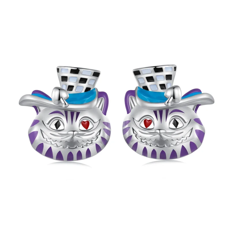 (image for) Pandora Style Weird Magician Cat Stud Earrings - BSE823 - Product Image