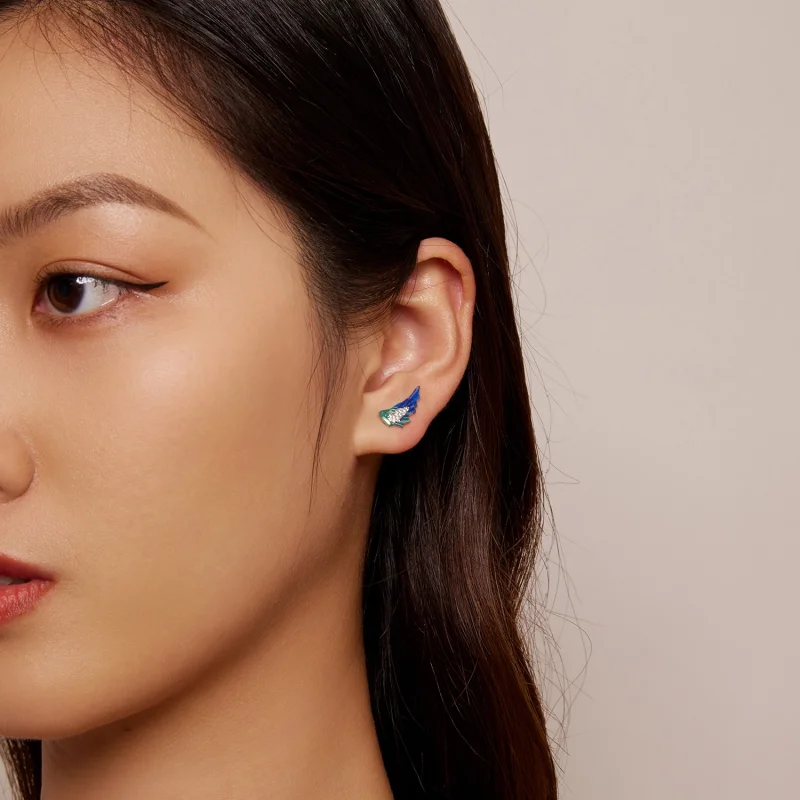 (image for) Pandora Style Wing Stud Earrings - BSE852 - View 6