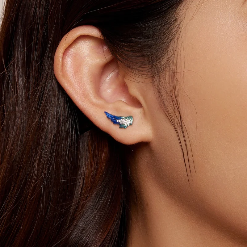 (image for) Pandora Style Wing Stud Earrings - BSE852 - View 7