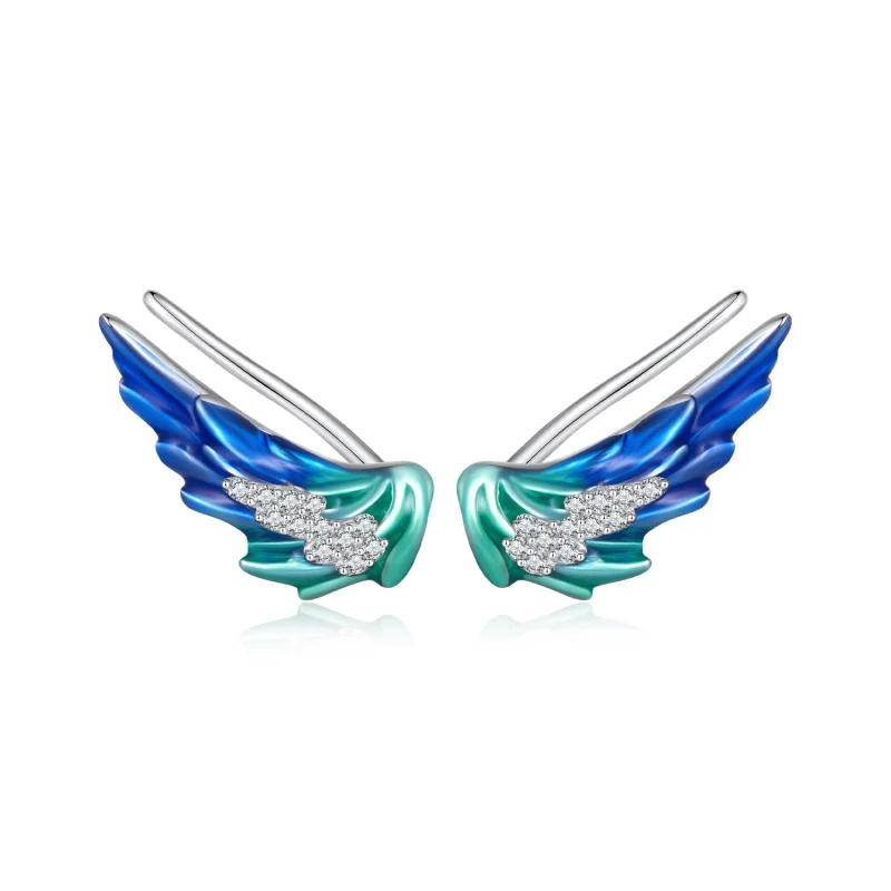 (image for) Pandora Style Wing Stud Earrings - BSE852 - Product Image