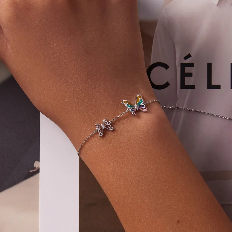 (image for) Pandora Style Brilliant Butterfly Bracelet - SCB228 - View 5