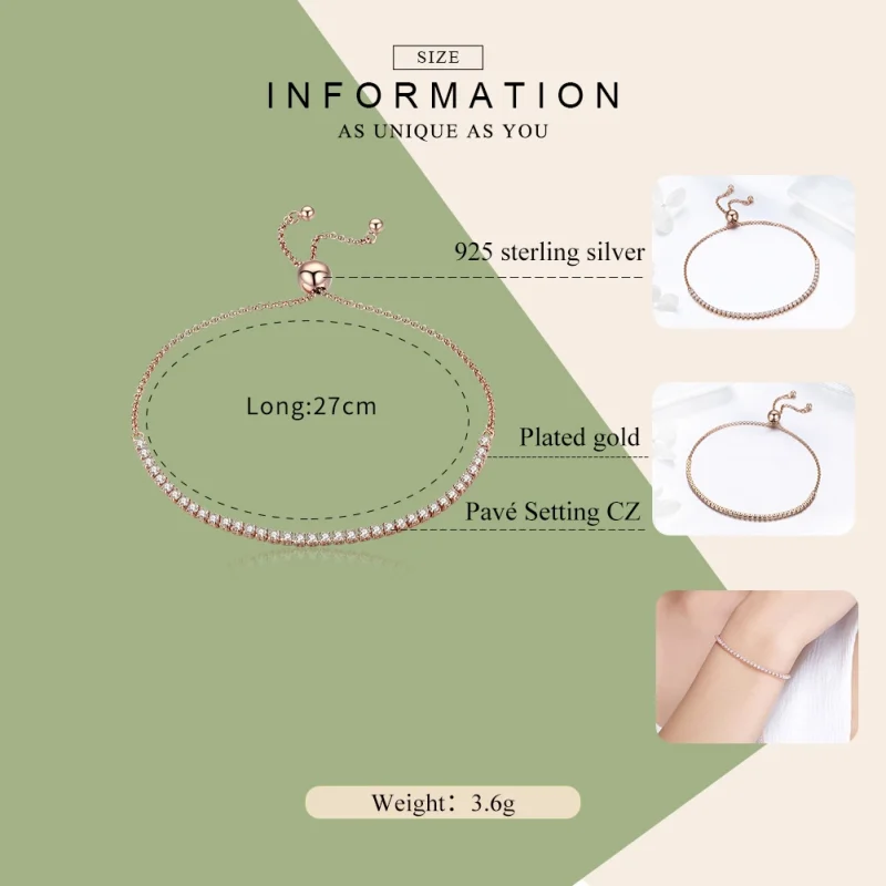 (image for) Pandora Style Gold-Plated Elegant Accompany Slider Tennis Bracelet - SCB046 - View 2