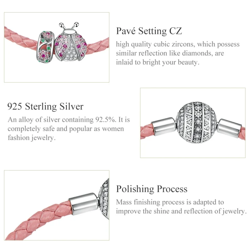 (image for) Pandora Style Leather Ladybug Bracelet - SCB823 - View 6