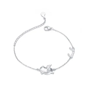Pandora Style Little Flying Pig Bracelet - BSB022 (image for) Pandora Style Little Flying Pig Bracelet - BSB022