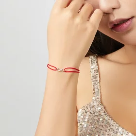 Pandora Style Red Cord with Silver Infinite Love Clasp Bracelet - SCB176 Pandora Style Red Cord with Silver Infinite Love Clasp Bracelet - SCB176
