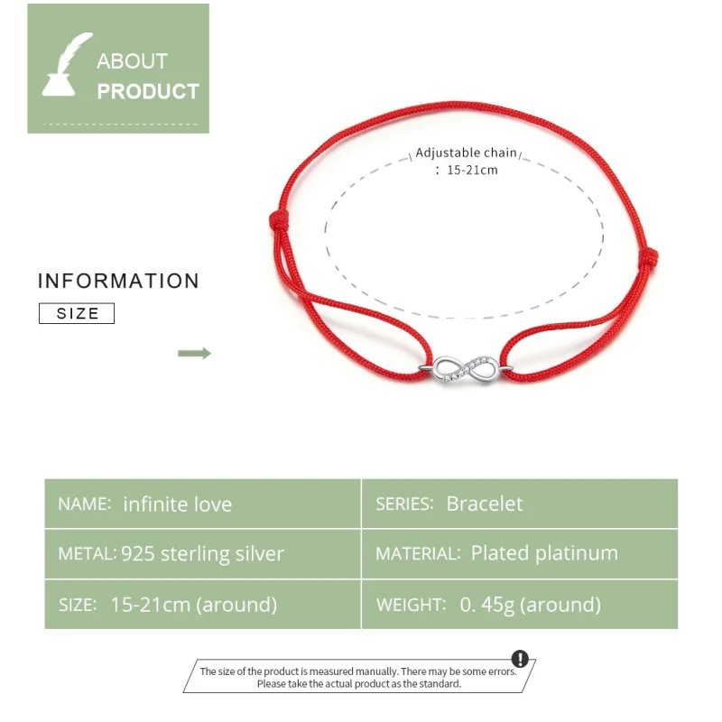 (image for) Pandora Style Red Cord with Silver Infinite Love Clasp Bracelet - SCB176 - View 5