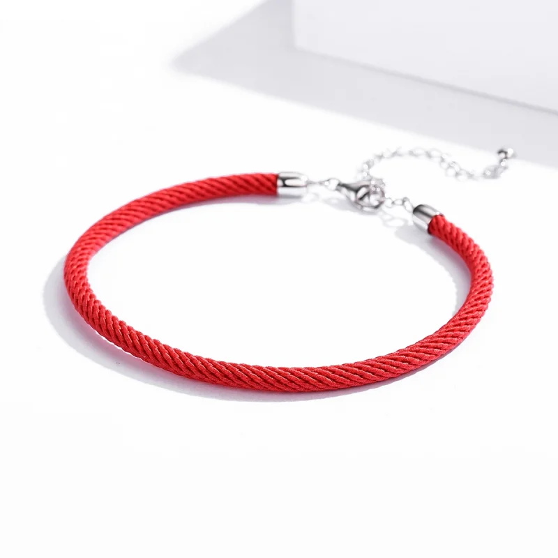 (image for) Pandora Style Red Rope Fabric Bracelet - SCB166 - View 3